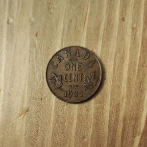 Vintage Canada One Cent Coin 1931
